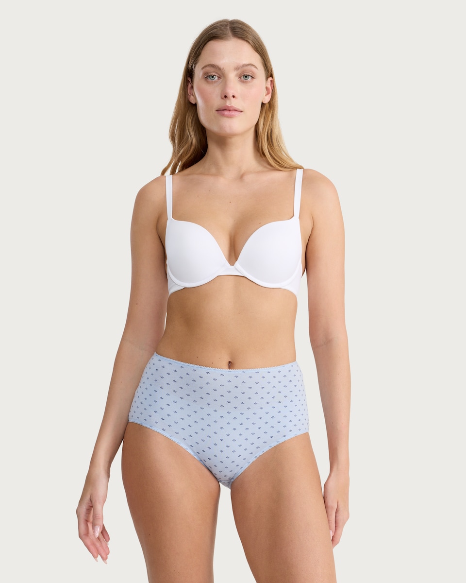 image 1 of F&F 5-Pack Cotton Rich Floral Full Brief Knickers in Blue