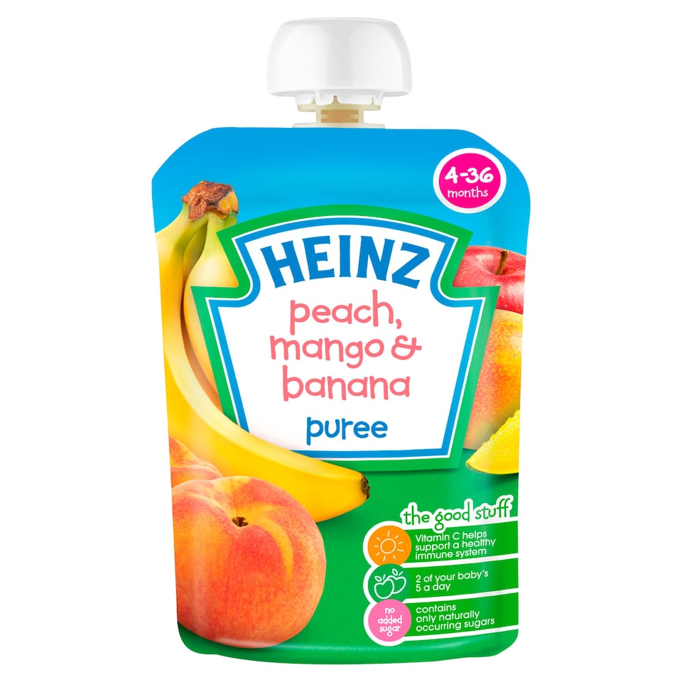 Heinz Peach, Mango, Banana & Apple Baby Food Fruit Puree Pouch 100g