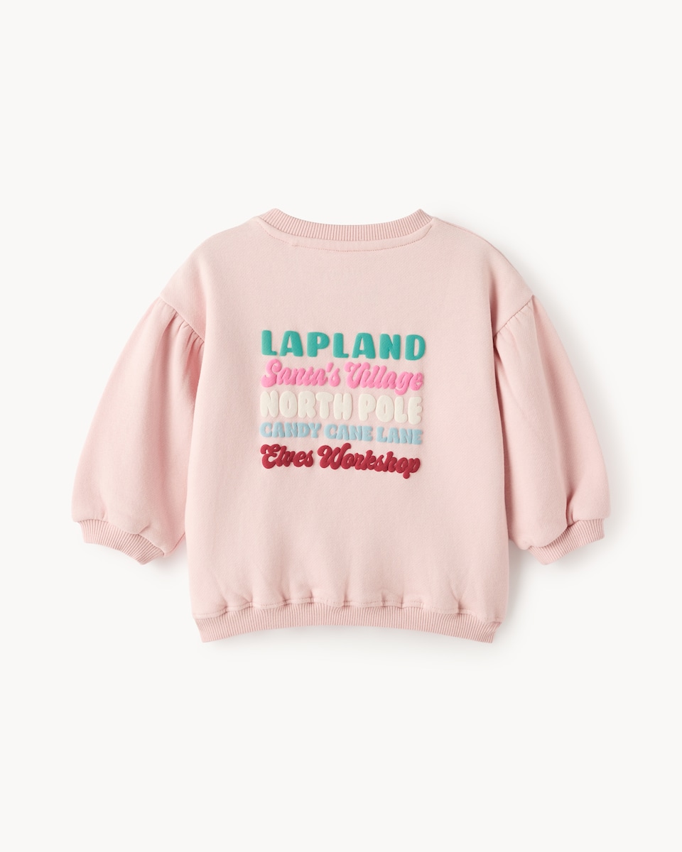 image 1 of Christmas Baby Cotton Rich Sweatshirt and Leggings Set in Pink