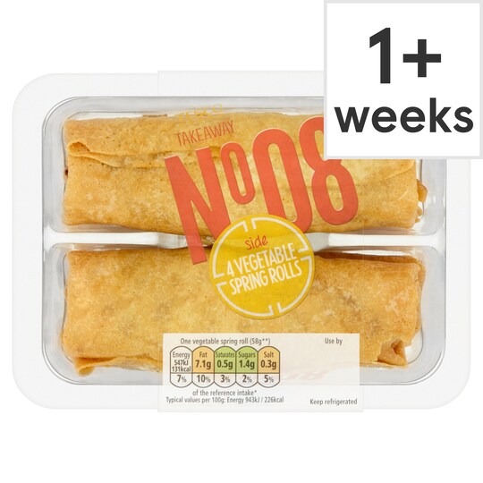 Tesco 4 Vegetable Spring Rolls 240G Tesco Groceries