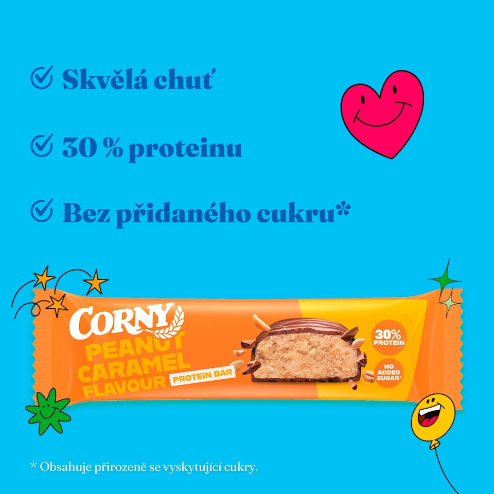 Obrázek 1 pro produkt CORNY proteinová tyčinka 30% arašídy-karamel 50g