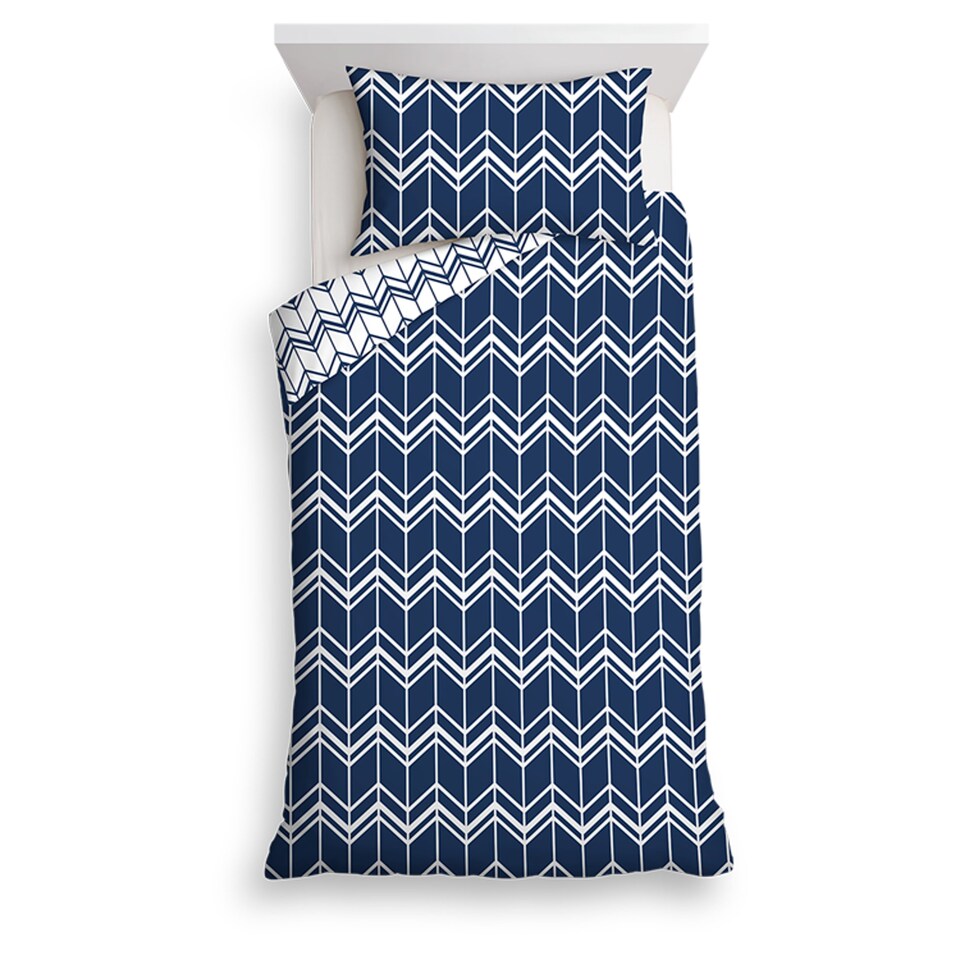 Tesco Navy Geo Easy Care Duvet Set Single Tesco Groceries