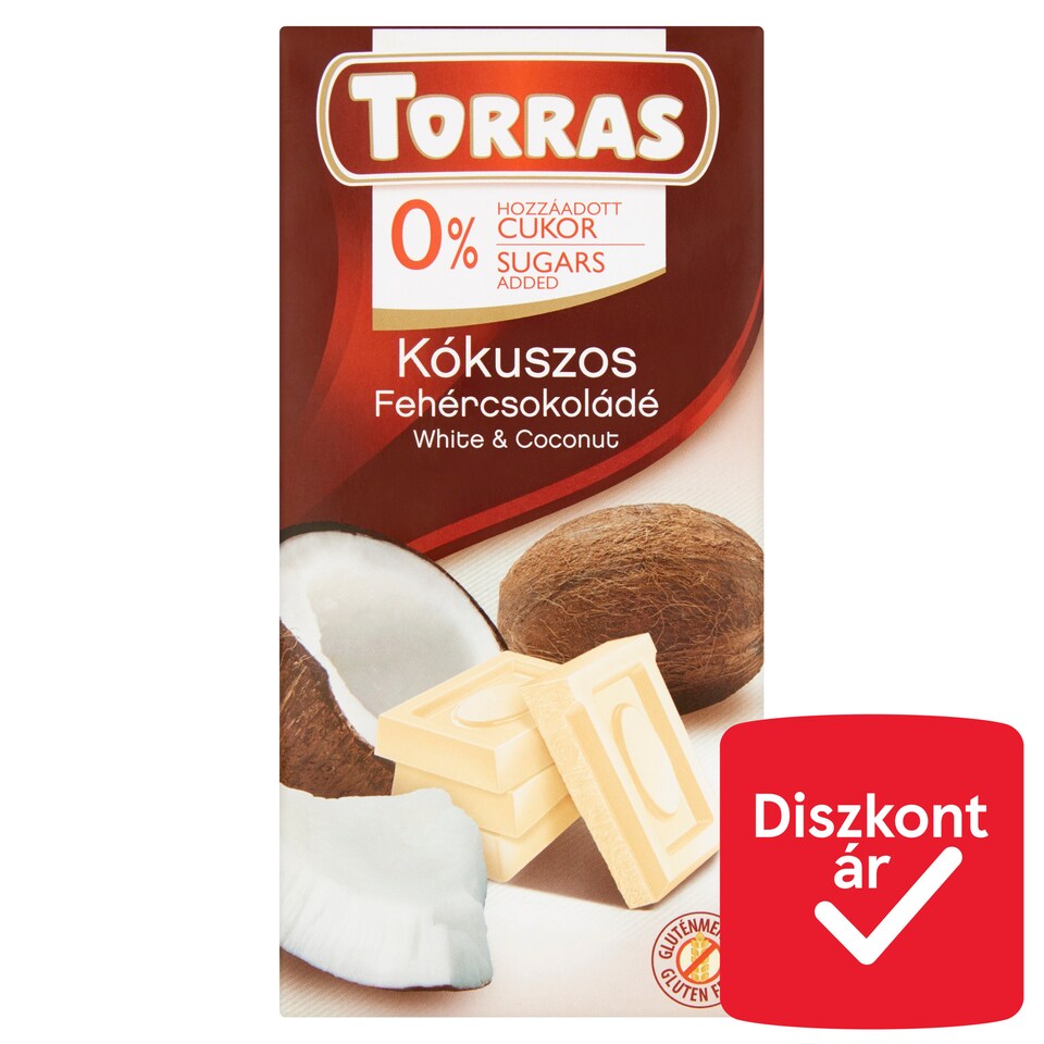 image 1 of Torras White Chocolate with Coconut and Sweetener 75 g