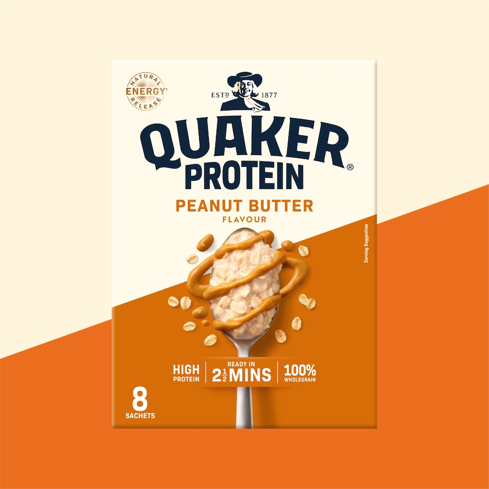 image 1 of Quaker High Protein Peanut Butter Porridge Sachets Oat So Simple 8x43g