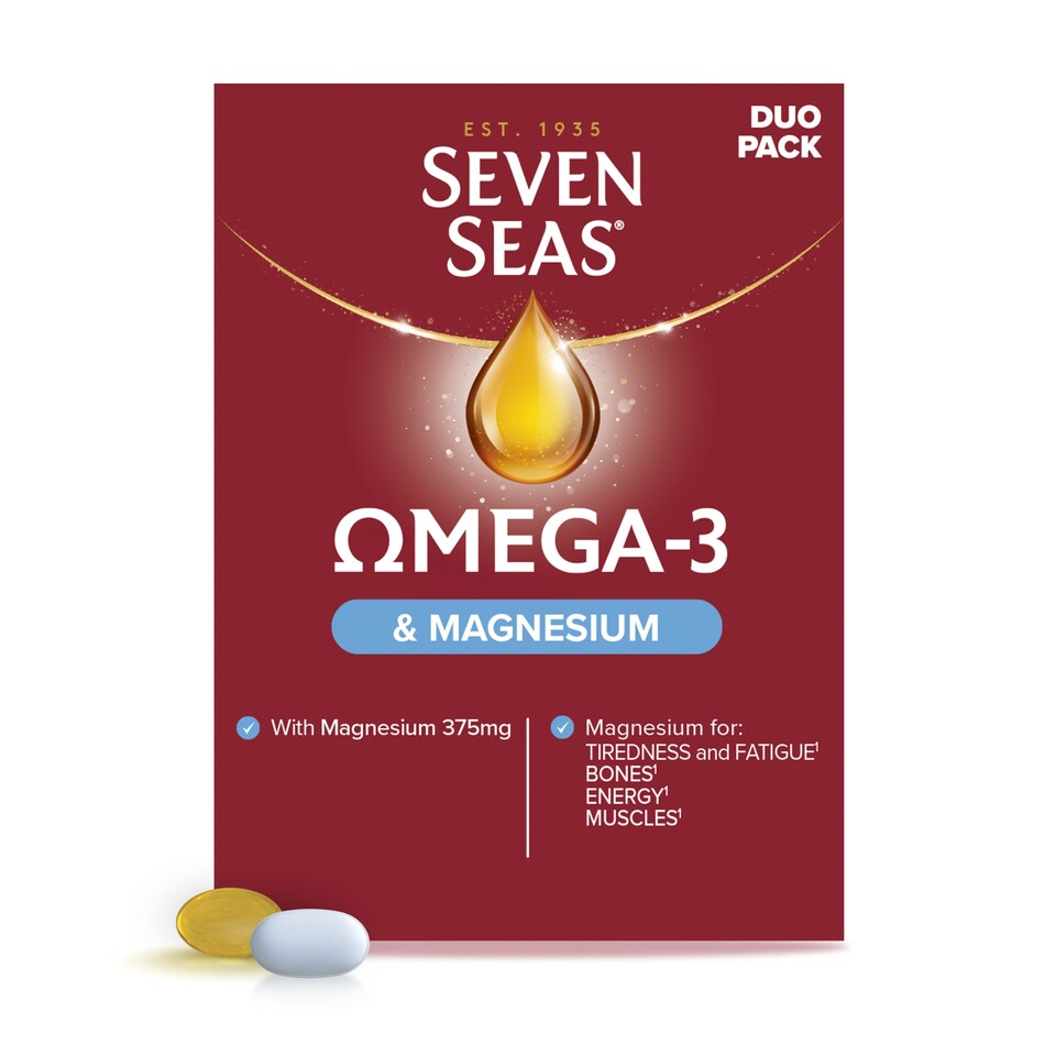 image 1 of Seven Seas Omega-3 Fish Oil & Magnesium Capsules with Vitamin D - 60s Duo Pack