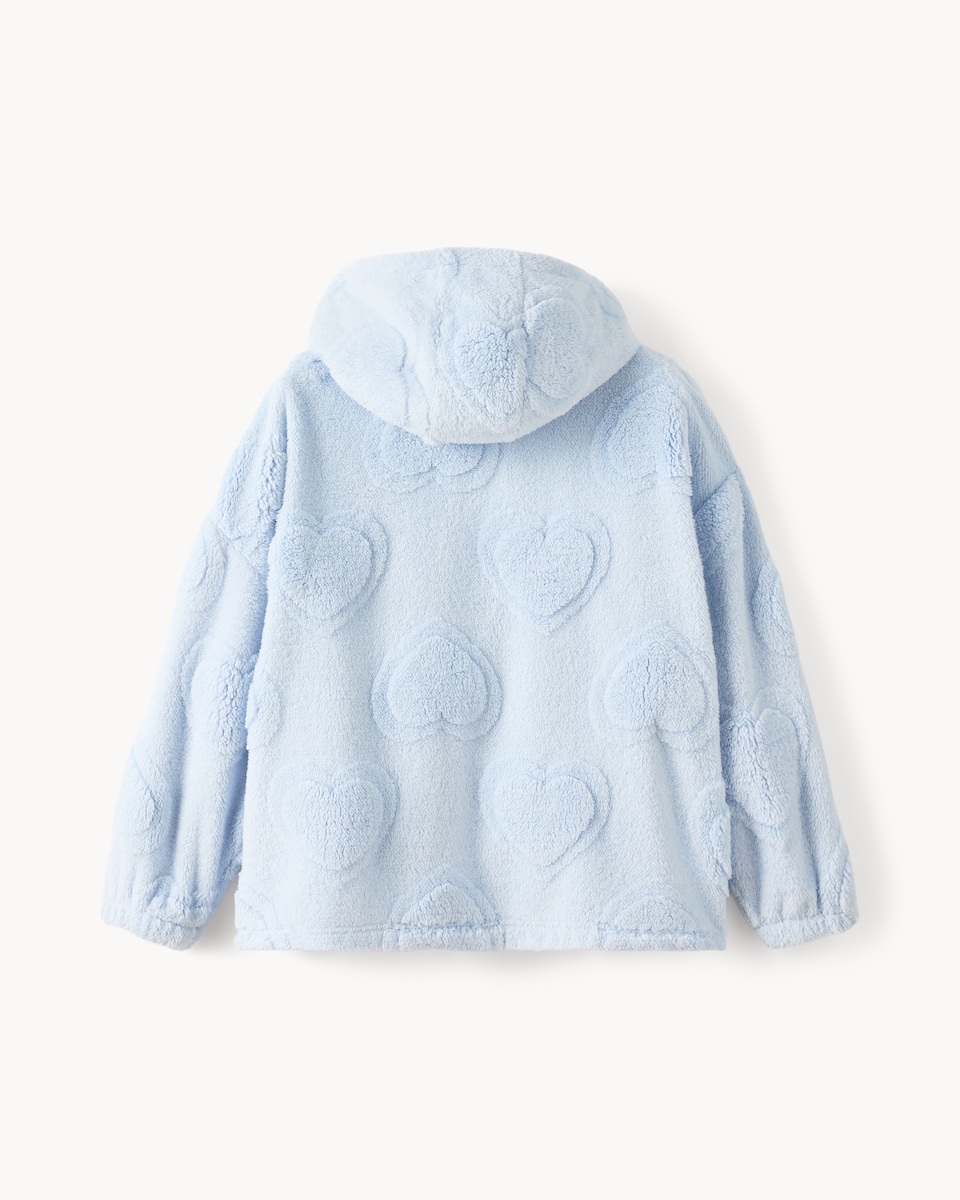 image 1 of F&F Girls Fleece Heart Pyjama Hoodie in Blue
