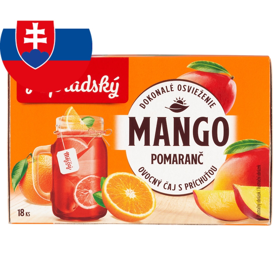 obrázok 1 z Popradský Mango a pomaranč ovocný čaj s príchuťou 18 x 2 g (36 g)