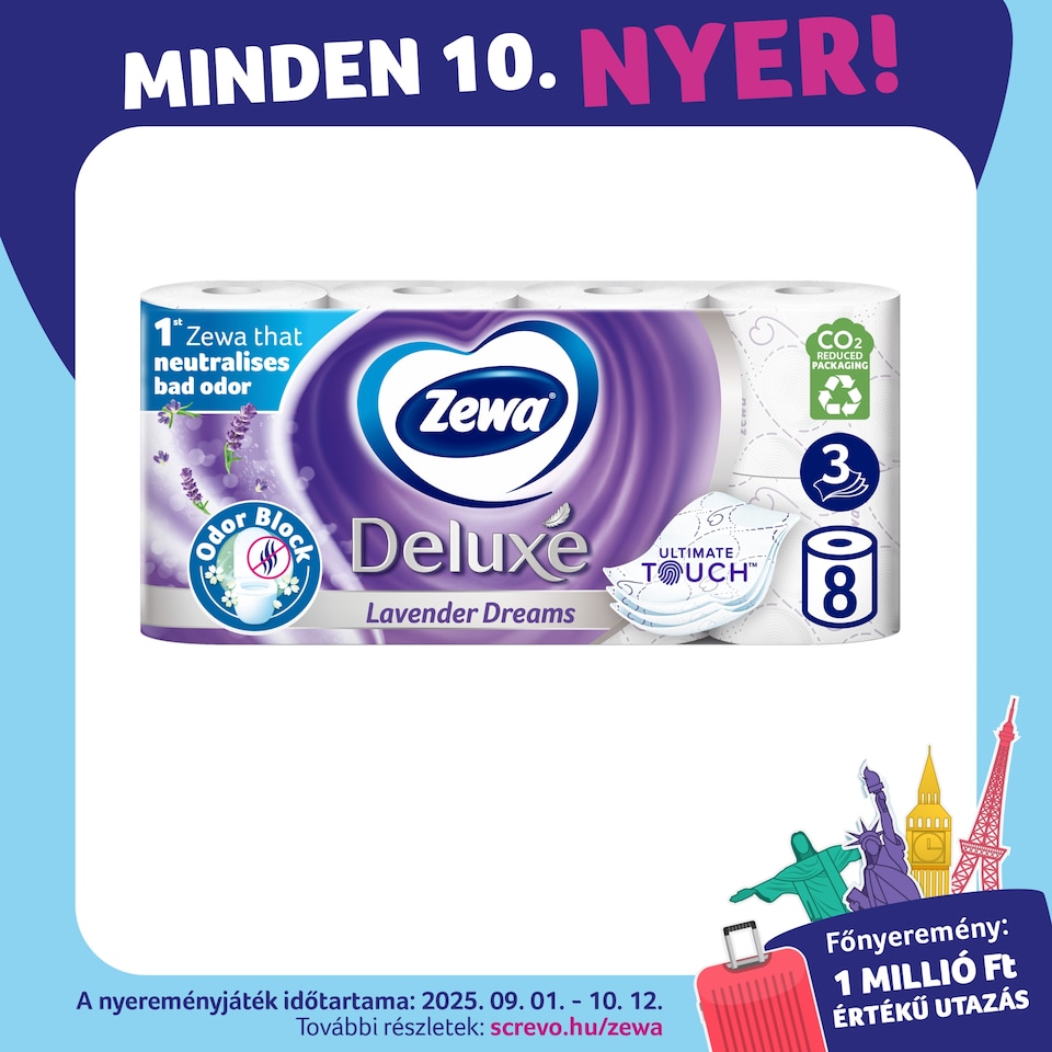 Zewa Deluxe Lavender Dreams toalettpapír 3 rétegű 8 tekercs 1. kép