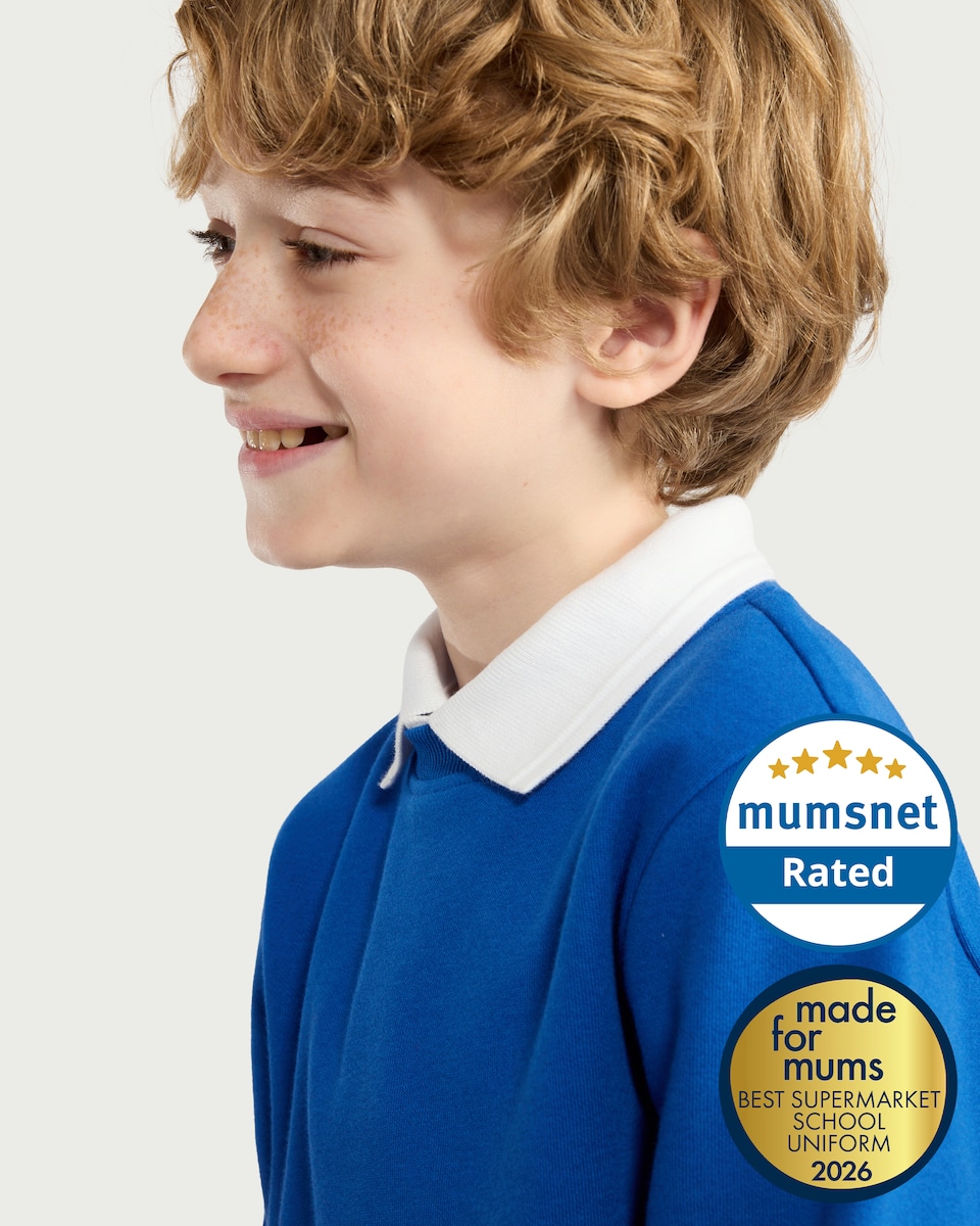 image 1 of F&F School Unisex 2-Pack Cotton Rich Sweatshirts in Blue