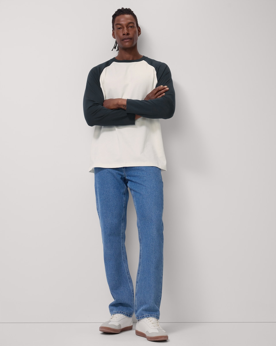 image 1 of F&F Pure Cotton Raglan Sleeved Top in Multi White