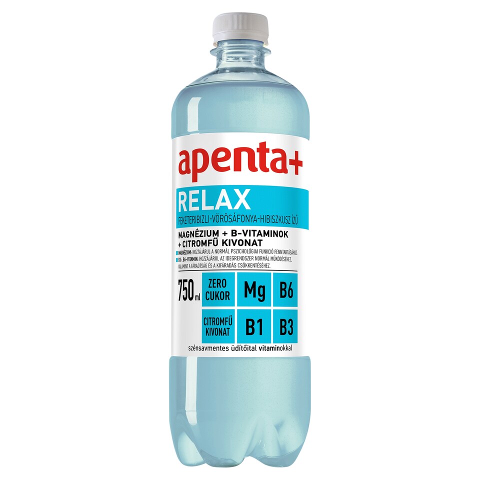 Apenta+ Relax feketeribizli-vörösáfonya-hibiszkusz ízű szénsavmentes üdítőital 750 ml