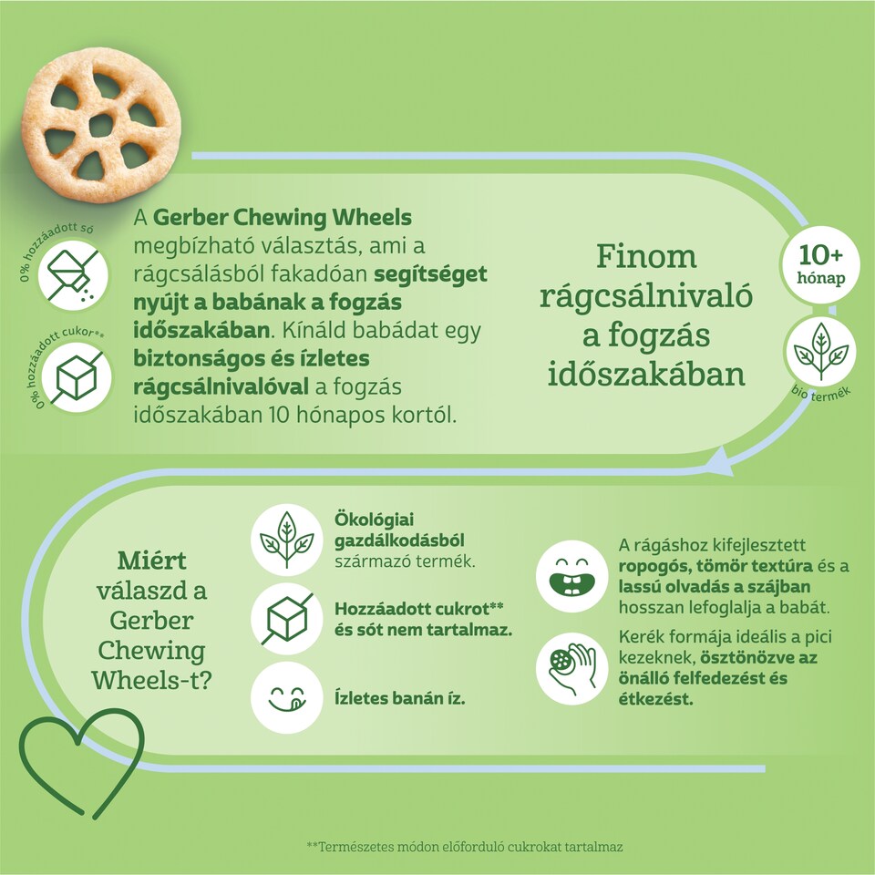 image 1 of Gerber Chewing Wheels Organic Cereal Snack with Banana, from 10 Months 28 g