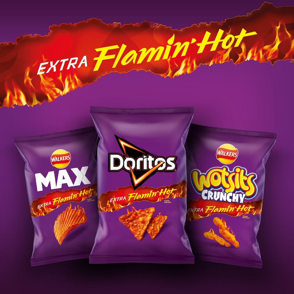 image 1 of Walkers Max Extra Flamin' Hot Potato Crisps 130g