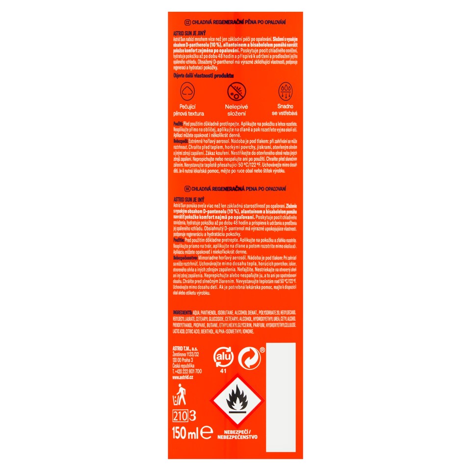 Obrázek 1 pro produkt Astrid Sun Chladivá regenerační pěna po opalování 150ml