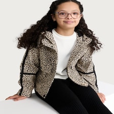 F&F Girls Leopard Print Hooded Jacket in Multi Brown