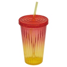 Tesco Orange Ombre Straw Cup 600Ml
