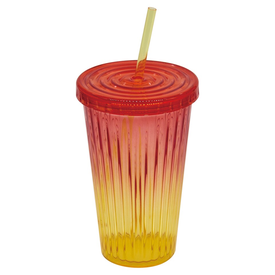 Tesco Orange Ombre Straw Cup 600Ml
