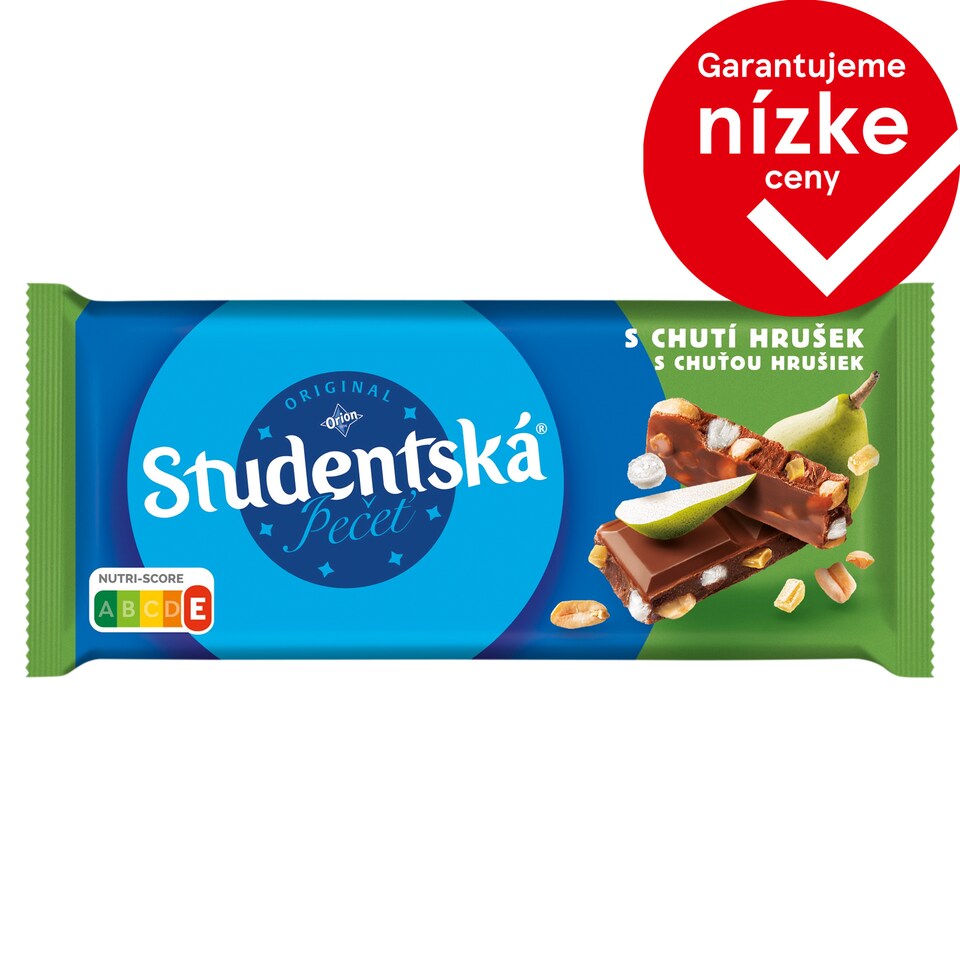 ORION Študentská pečať Milk Chocolate with Peanuts, Jelly and Pieces with Pear Flavor 170 g