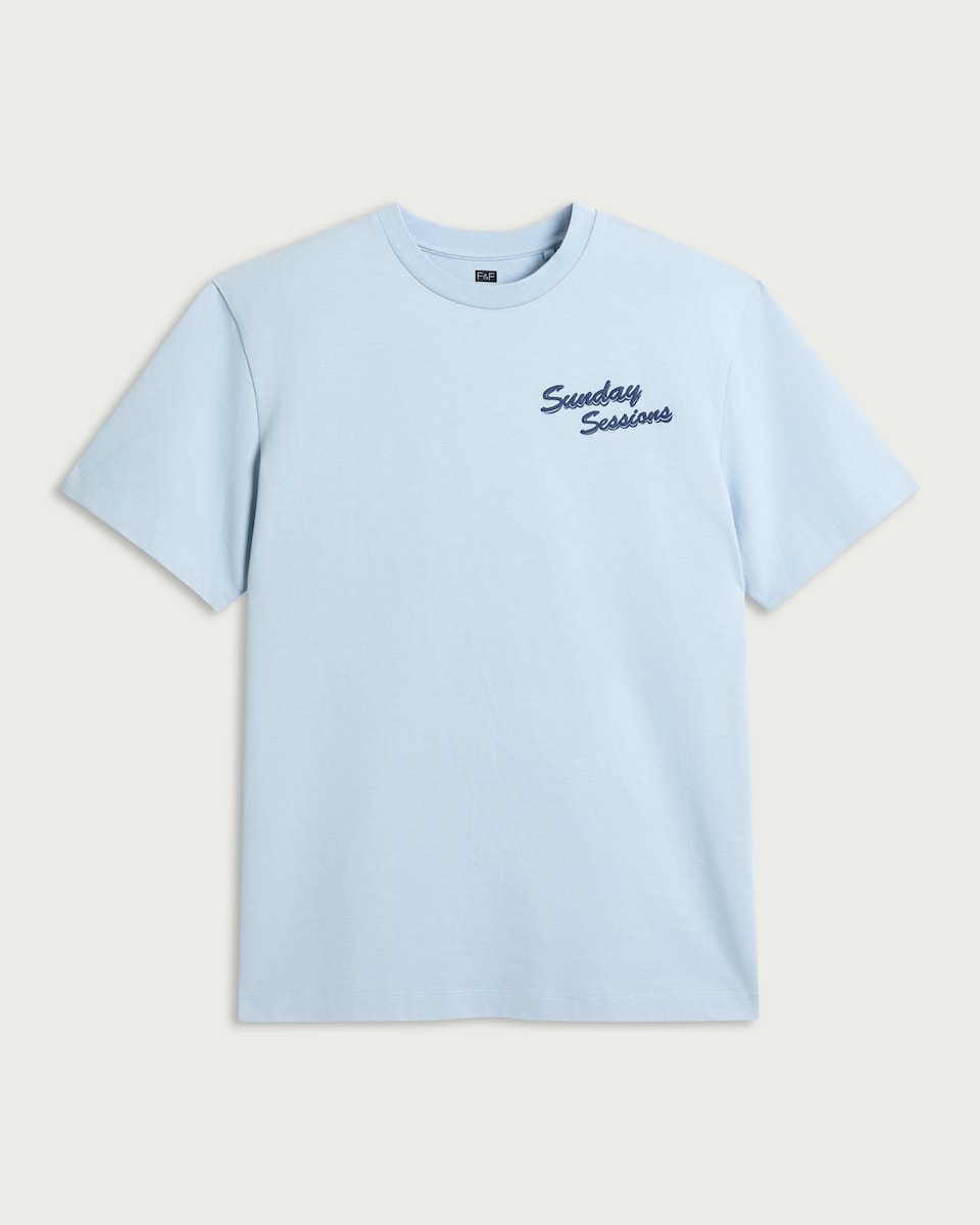 image 1 of F&F Pure Cotton Sunday Sessions T-Shirt in Blue