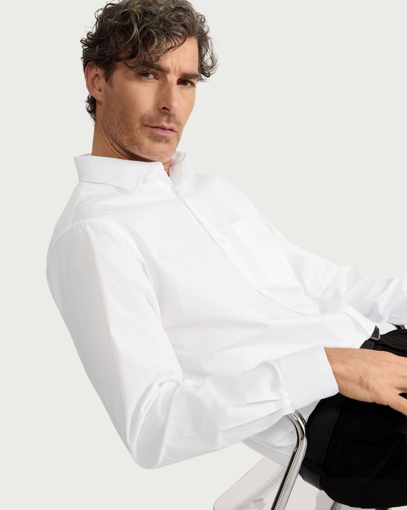 F&F Regular Fit Easy Iron Long Sleeved Shirt in White