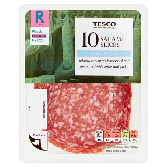 Tesco Reduced Fat 10 Salami Slices 100G Tesco Groceries