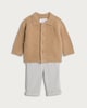 image 1 of F&F Baby 2-Piece Textured Knit Cardigan and Trousers Set in Beige