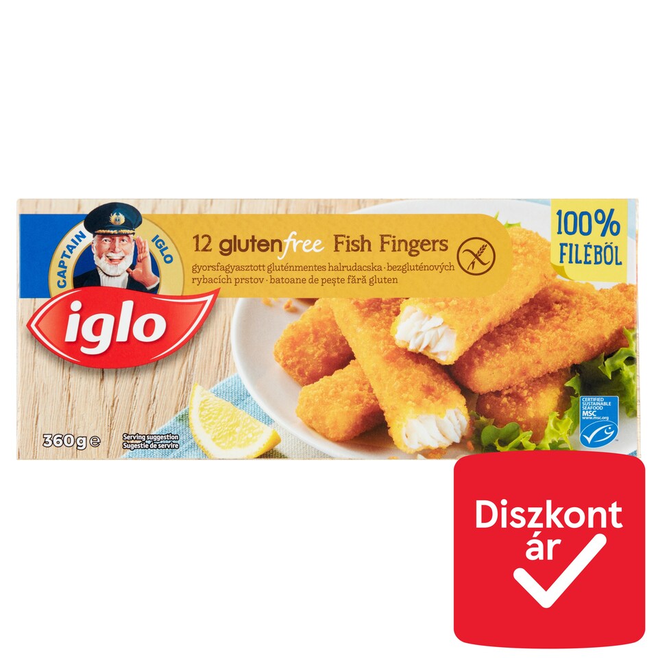 Iglo gyorsfagyasztott gluténmentes halrudacska 12 x 30 g (360 g)