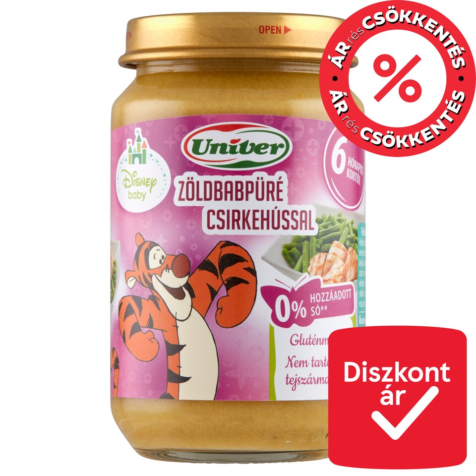 Univer zöldbabpüré csirkehússal bébiétel 6 hónapos kortól 163 g