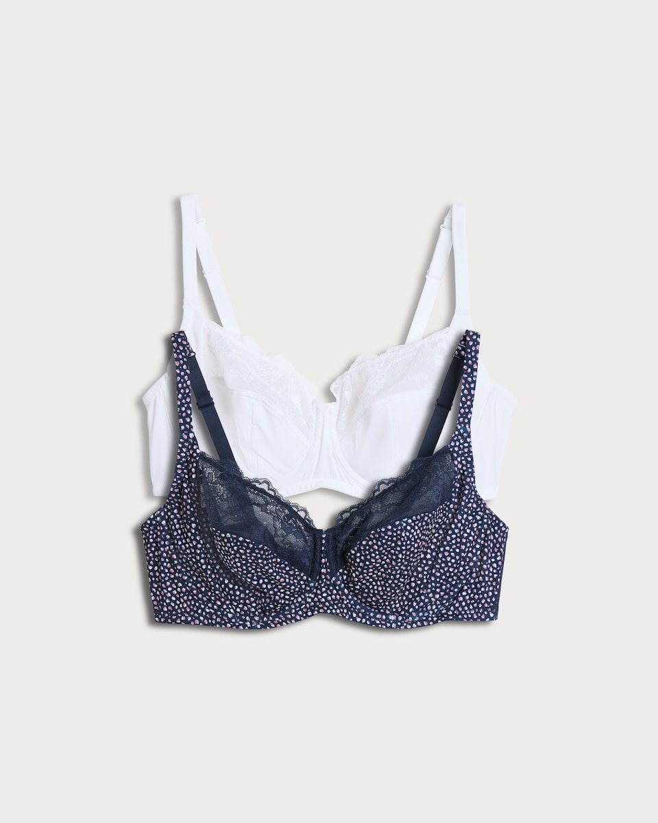 F&F 2-Pack Fuller Bust Underwired Bras in Multi