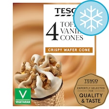 Tesco Toffee & Vanilla Cones 4 X 110Ml