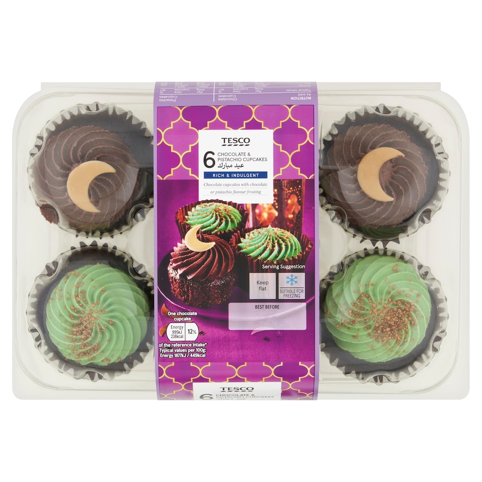 Tesco 6 Chocolate & Pistachio Cupcakes