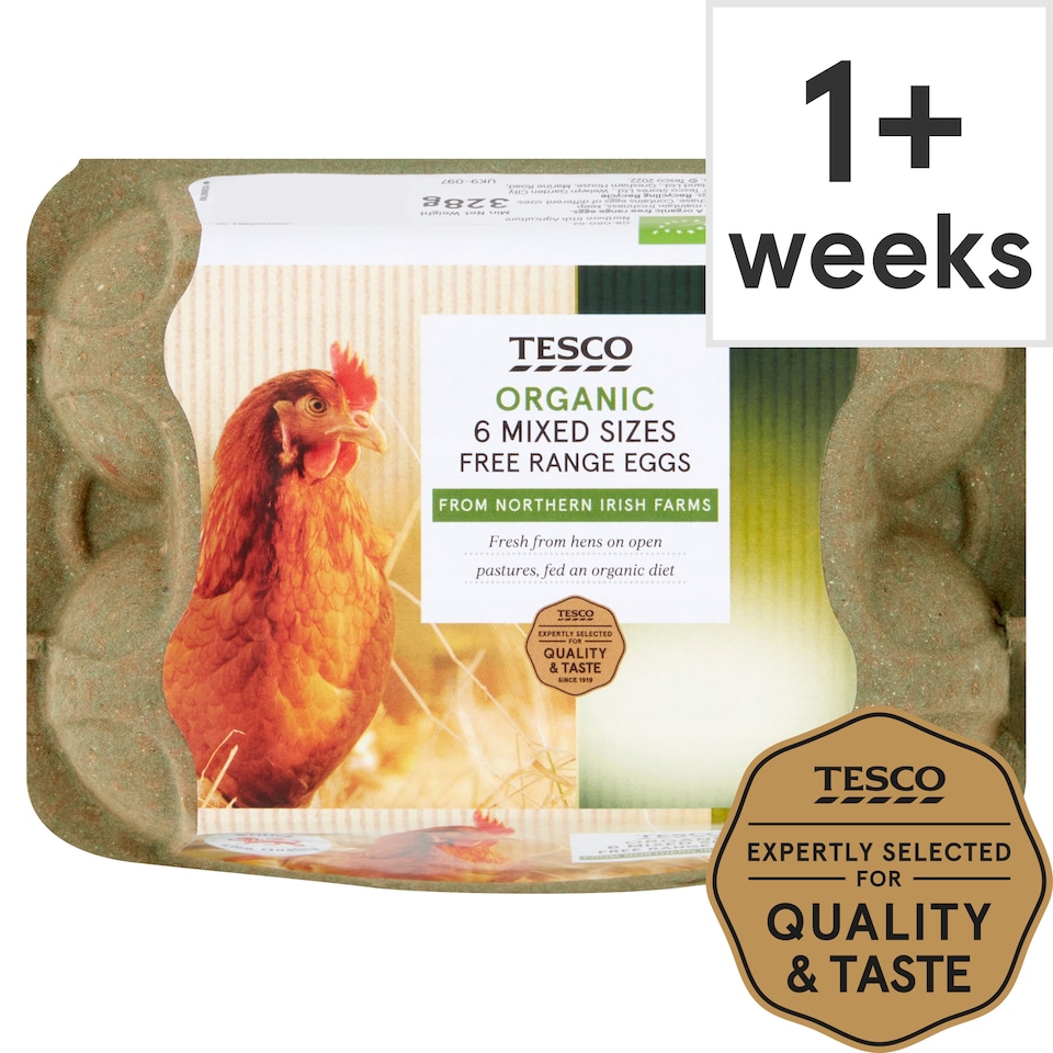 Tesco Mixed Sized Organic Eggs 6 Pack