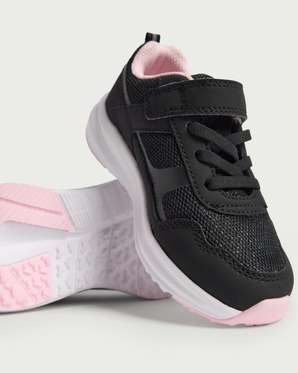 image 1 of F&F School Girls Textured Strap Fastening Trainers in Black