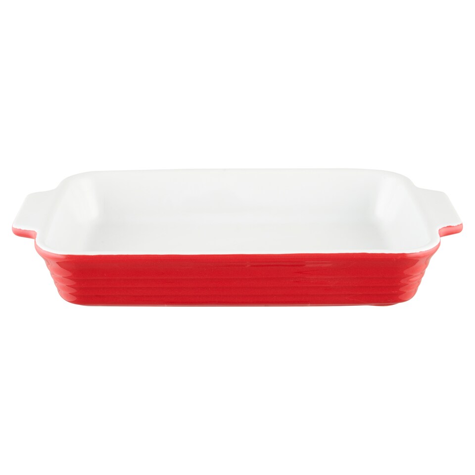 Tesco Ceramic Ribbed Roaster Medium Burgundy 18.5 cm x 31.5 cm x 5 cm