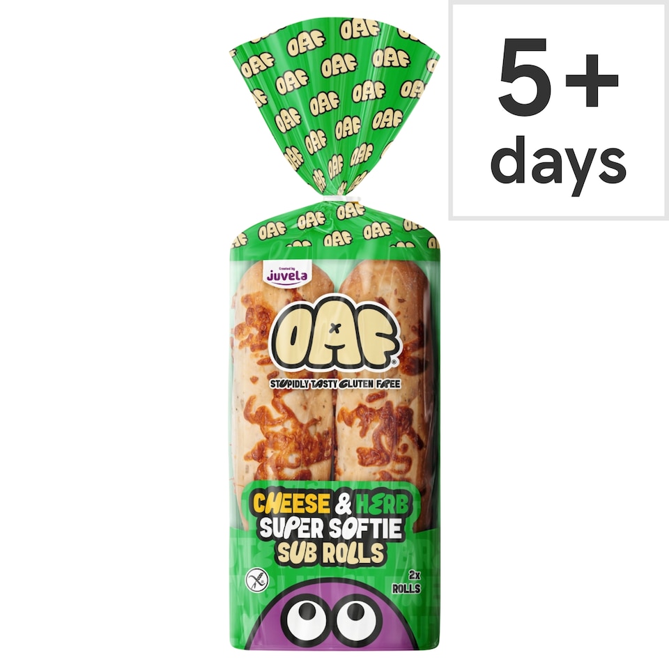 Juvela OAF Gluten Free Cheese and Herb Super Softie 2 Sub Rolls