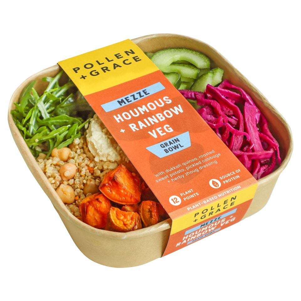 image 1 of Pollen & Grace Mezze Houmous + Rainbow Veg Grain Bowl 275g