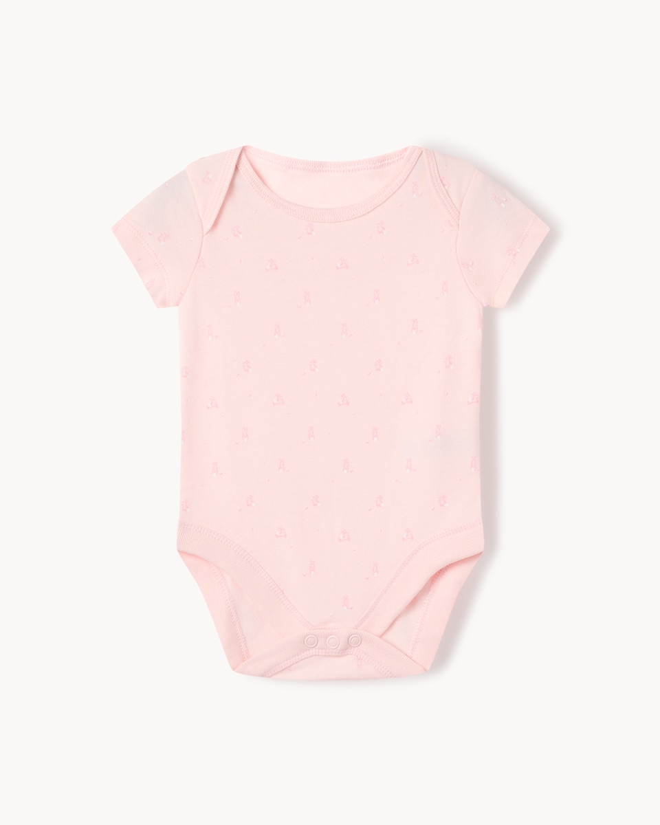 image 1 of F&F Baby 5-Pack Pure Cotton Short Sleeved Bodysuits in Pink