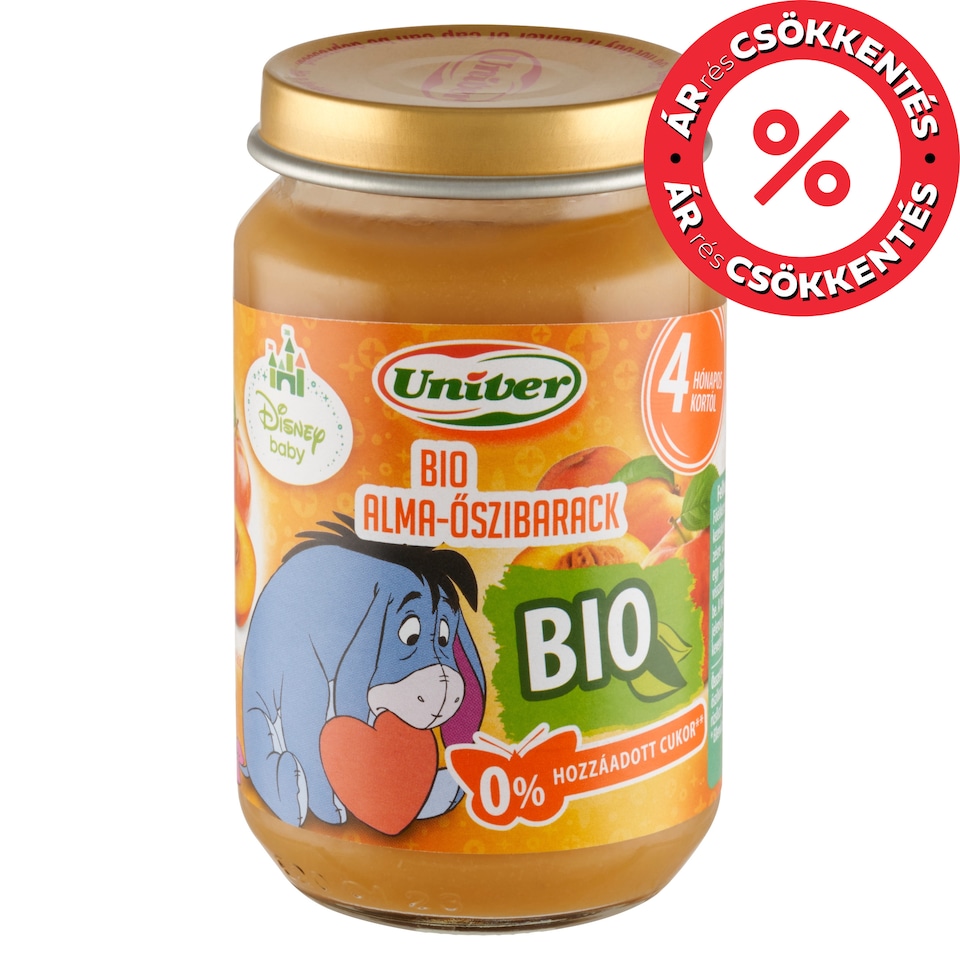 Univer Disney Baby bio alma-őszibarack bébidesszert 4 hónapos kortól 163 g