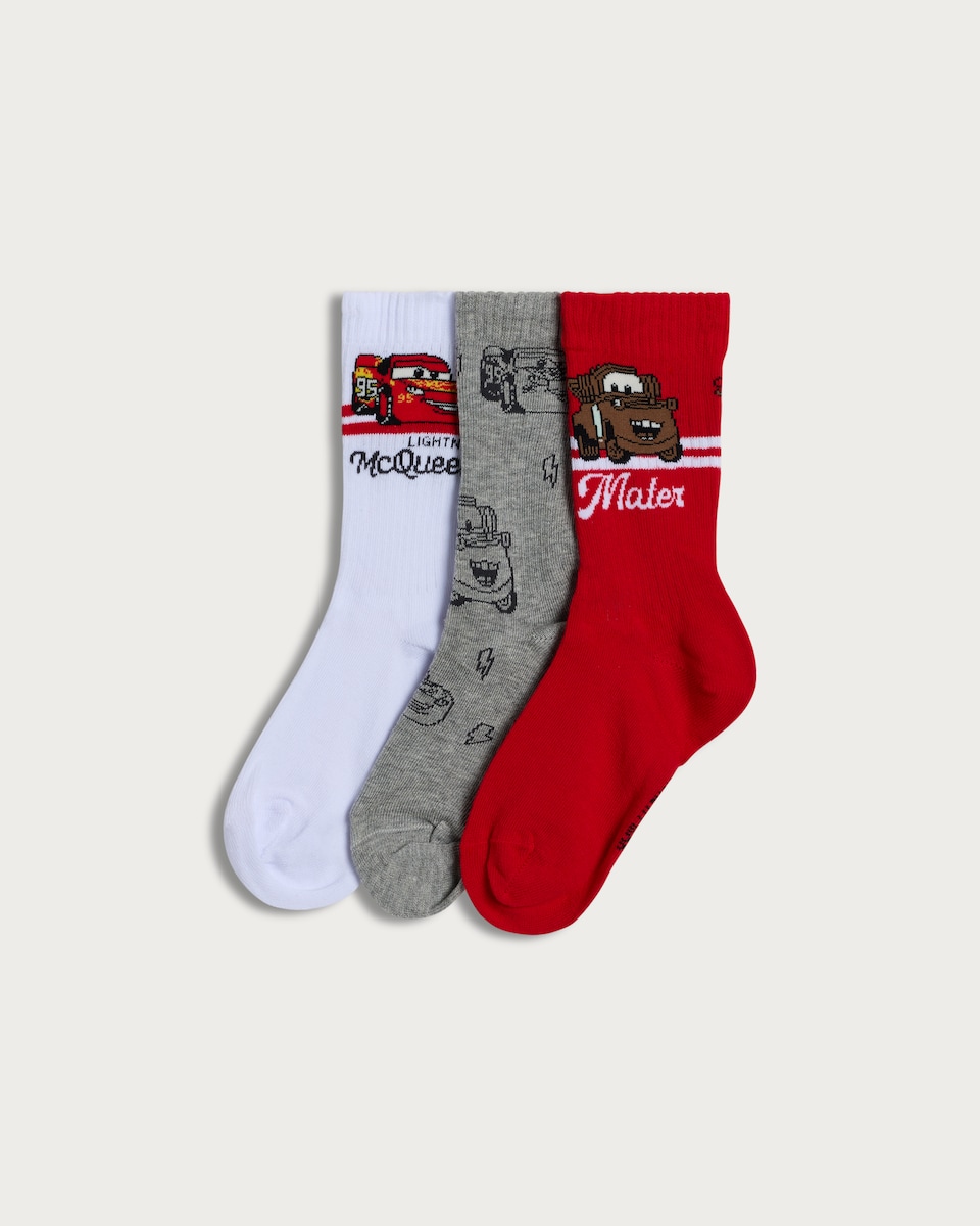 Disney Cars 3-Pack Cotton Rich Ankle Socks in Multi