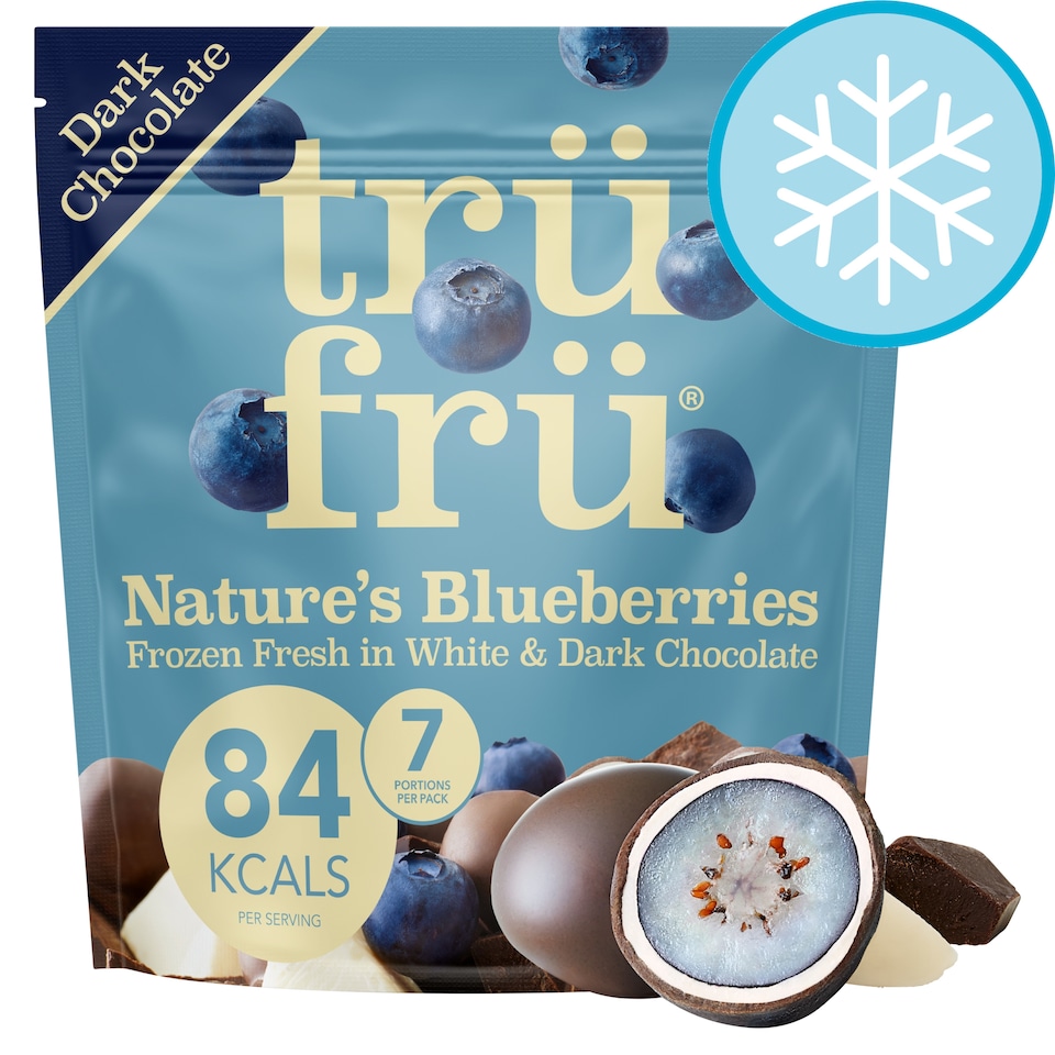 image 1 of trüfrü Nature's Blueberries in White & Dark Chocolate 200g