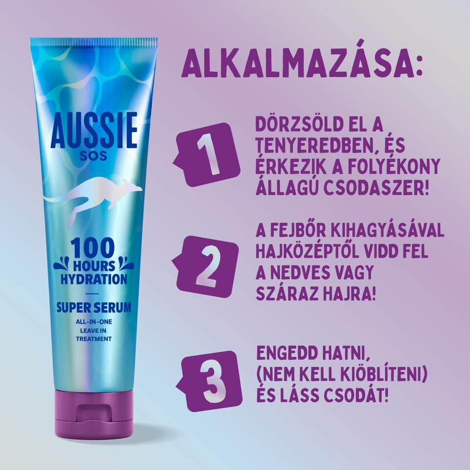 Aussie SOS Hajon Hagyható Super Szérum 160ml Száraz Hajra. Akár 100 Órás Hidratálás 1. kép