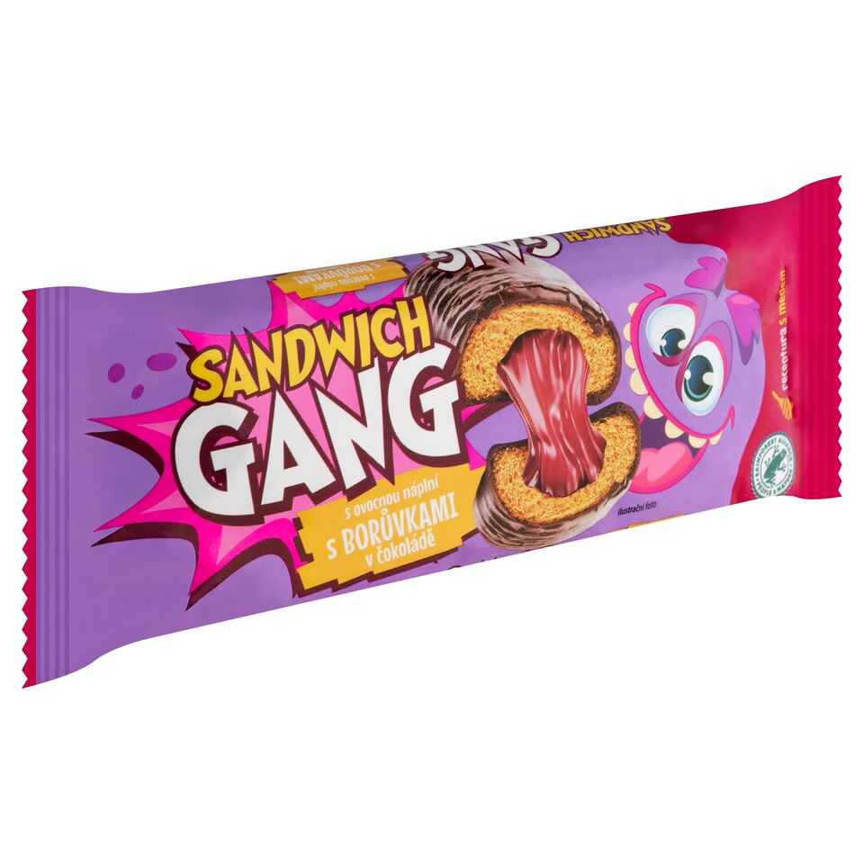 obrázok 1 z Sandwich Gang medové jemné pečivo s ovocnou náplňou s čučoriedkami v čokoláde 40 g