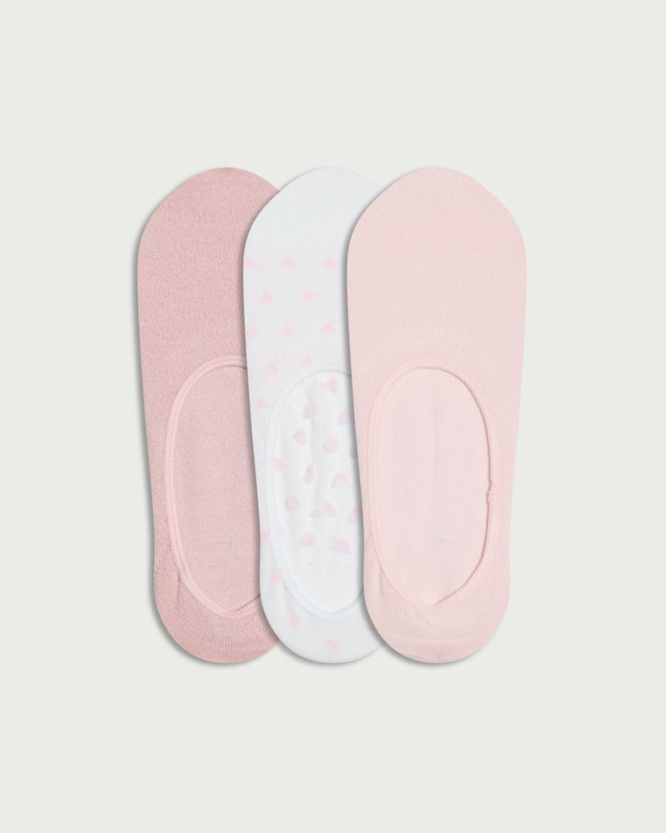 F&F 3-Pack Cotton Rich Patterned Footsies in Pink