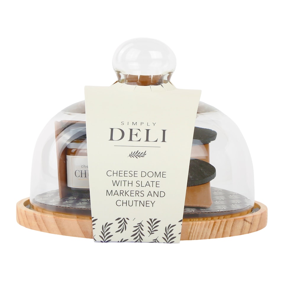 image 1 of Kimm & Miller Deli Cheese Dome With Slate Markers And Chutney Gift Set