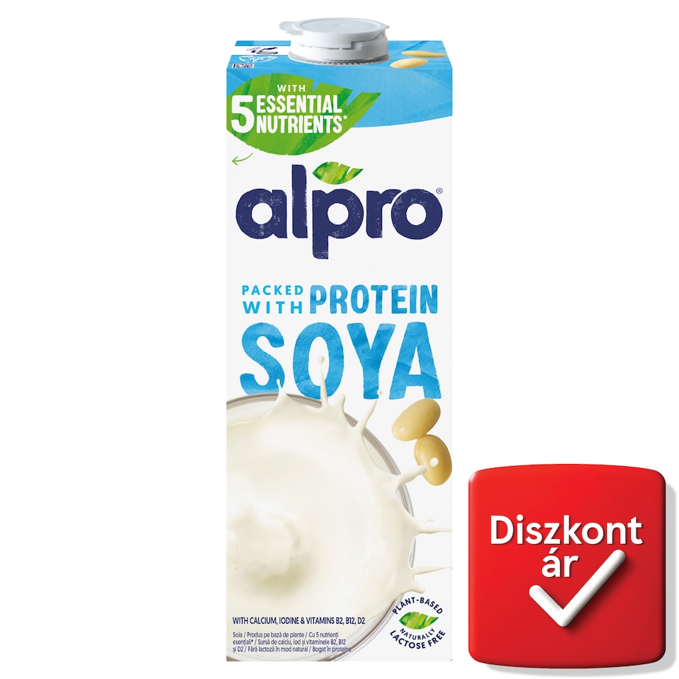 Alpro fehérjében gazdag szójaital hozzáadott kalciummal, jóddal, B2-, B12- és D2-vitaminnal 1 l
