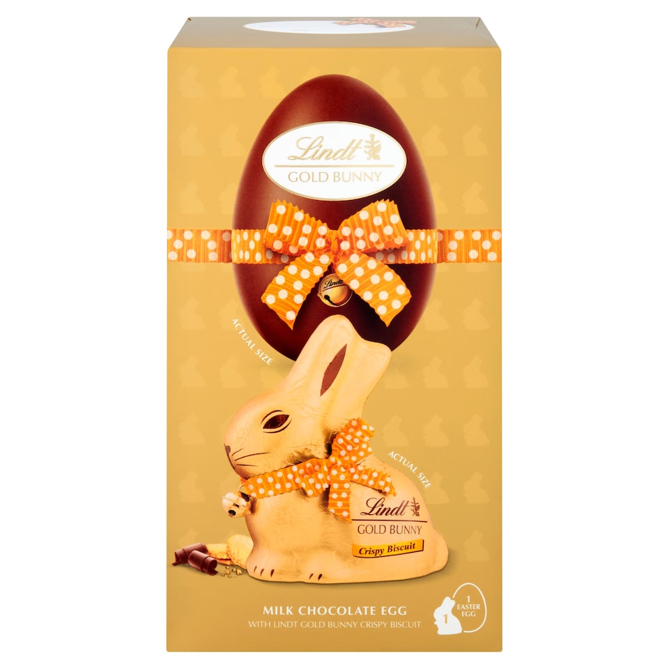 image 1 of Lindt Gold Bunny Milk Chocolate Egg with Biscuit 195g 