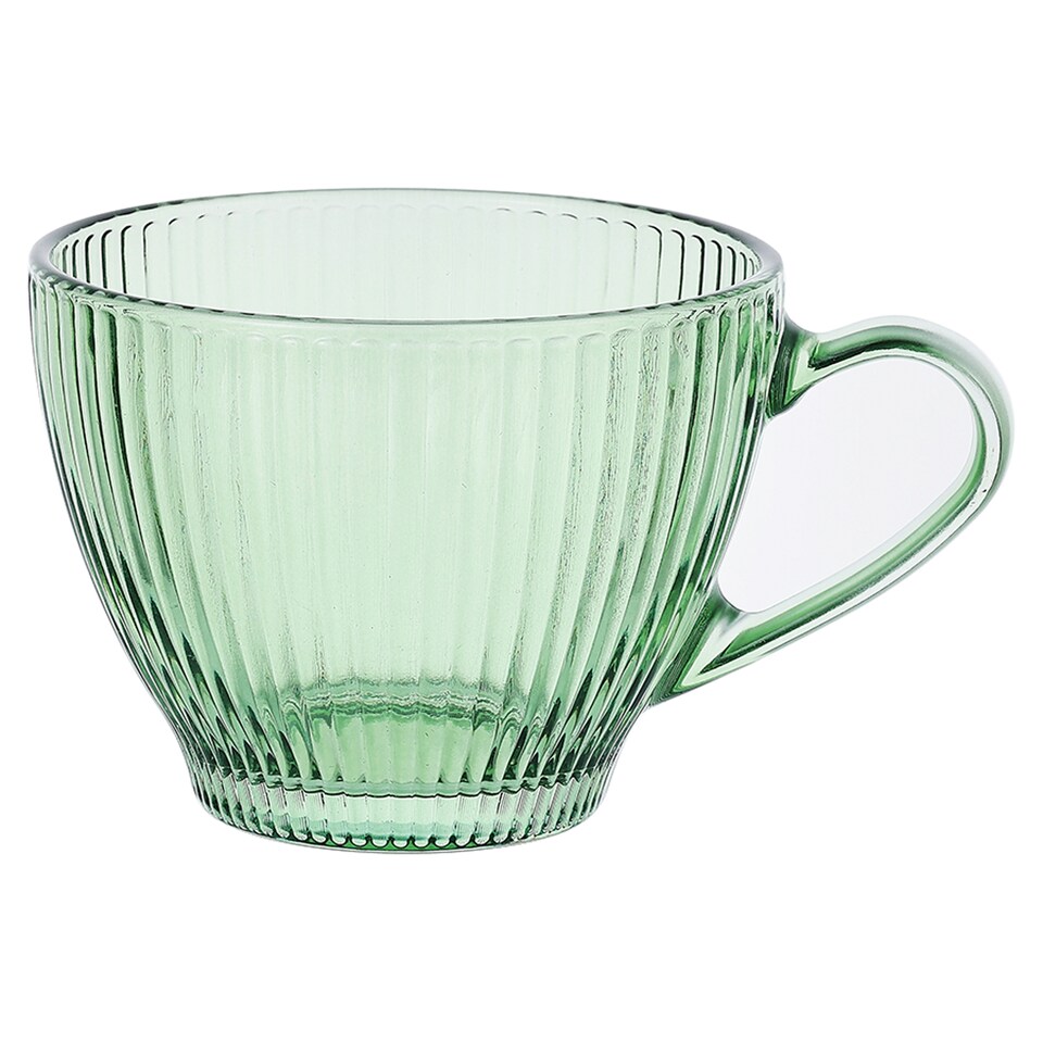 F&F Home Green Ribbed Glass Mug