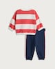 image 2 of F&F Baby 2-Piece Cotton Rich Striped Sweatshirt and Joggers in Red
