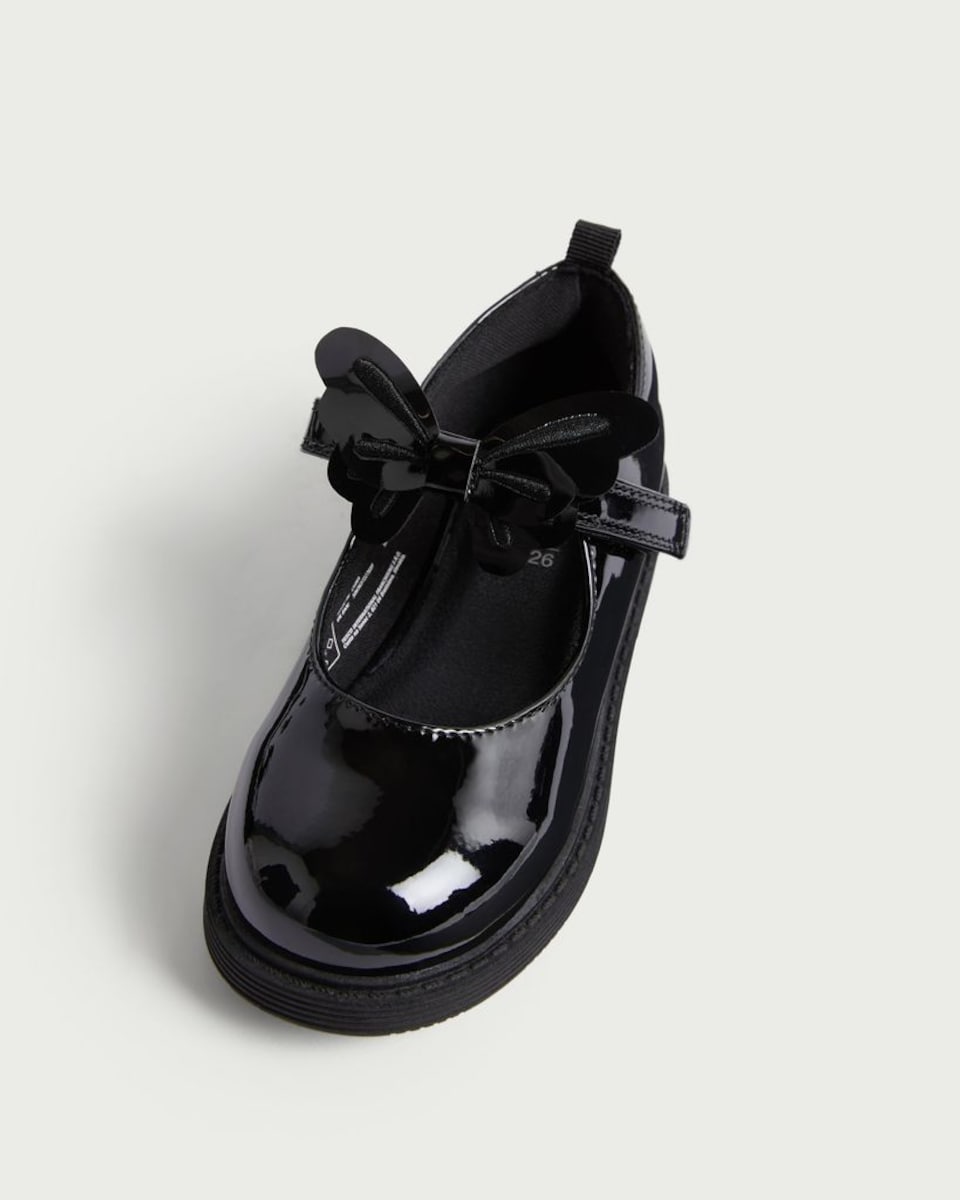 image 1 of F&F School Girls Patent Butterfly Mary Jane Shoes in Black