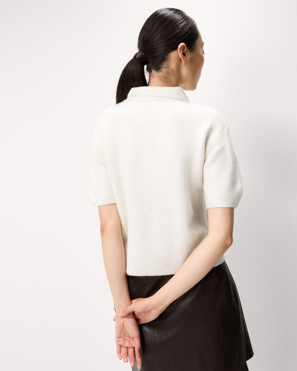 image 1 of F&F Textured Polo Jumper in Cream